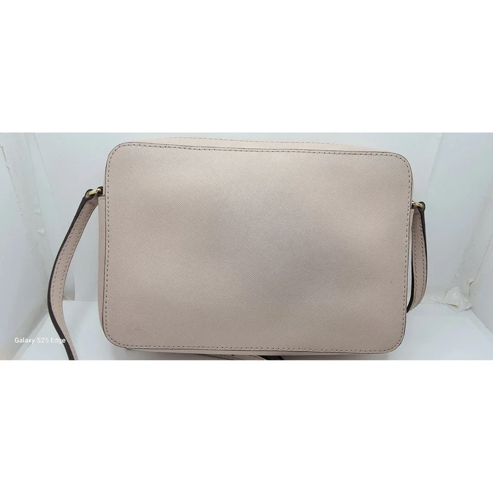 Michael Kors Pink Saffiano Leather Studded Crossbody Bag Gold Tone Hardware